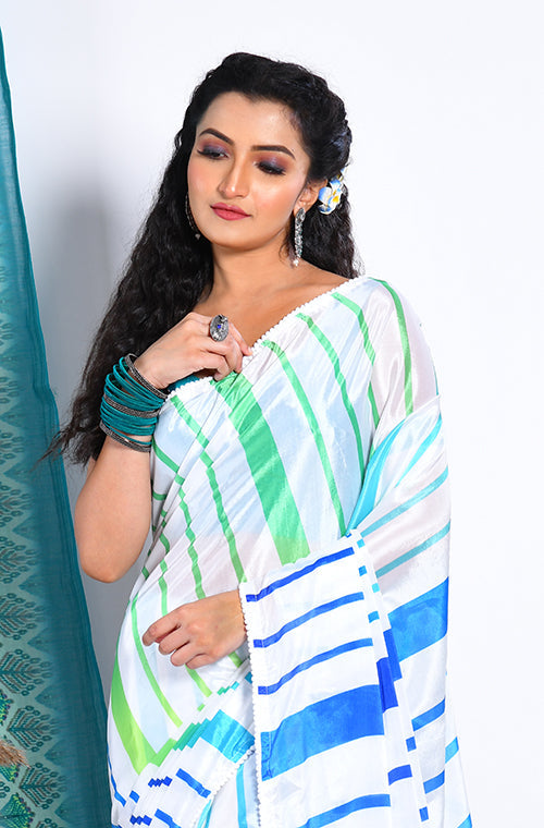 Morchari Semi Digital Print Saree - Multicolour