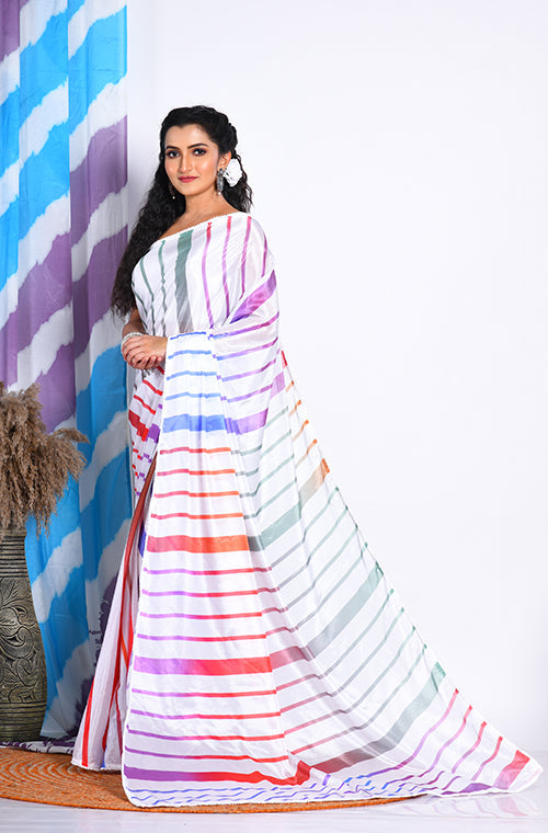 Morchari Semi Digital Print Saree - Multicolour