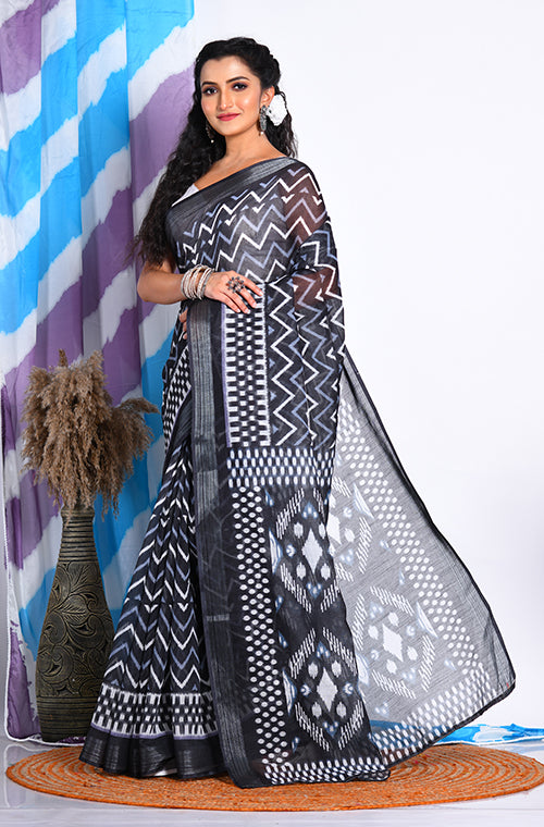 Morchari Semi Digital Print Saree - Multicolour