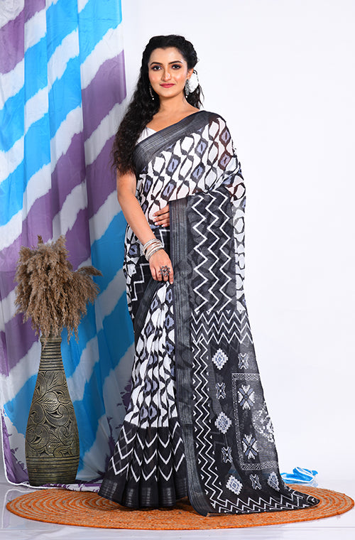 Morchari Semi Digital Print Saree - Multicolour