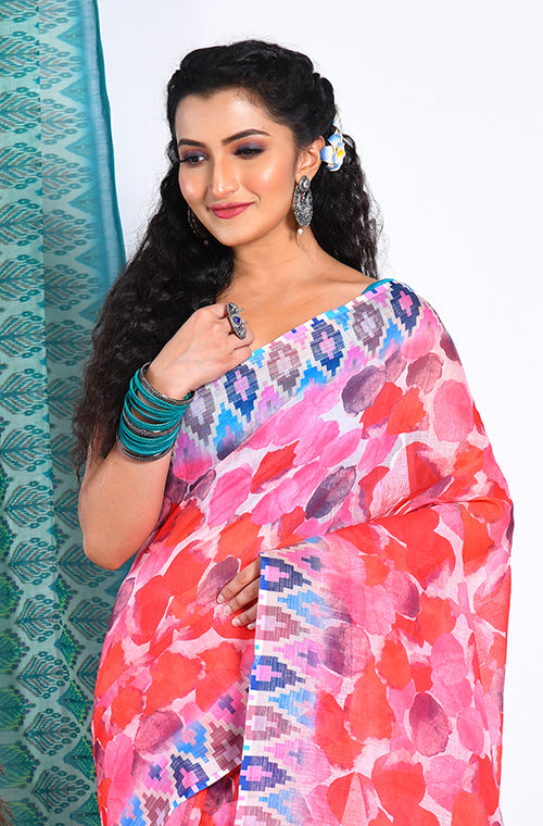 Morchari Semi Digital Print Saree - Multicolour
