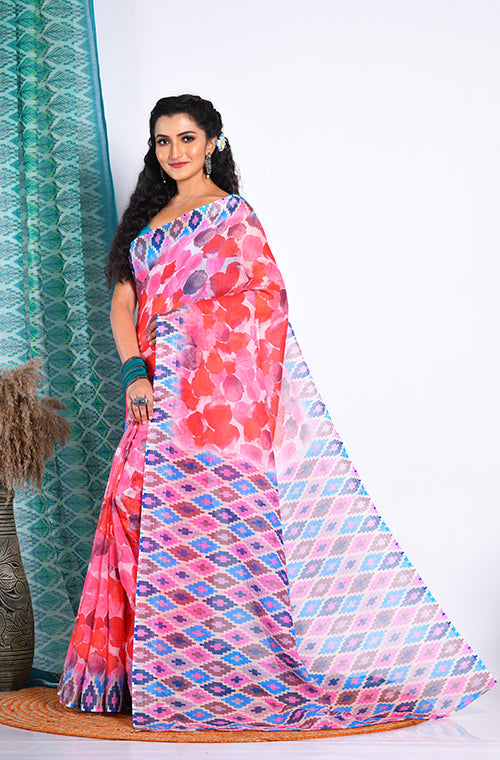 Morchari Semi Digital Print Saree - Multicolour
