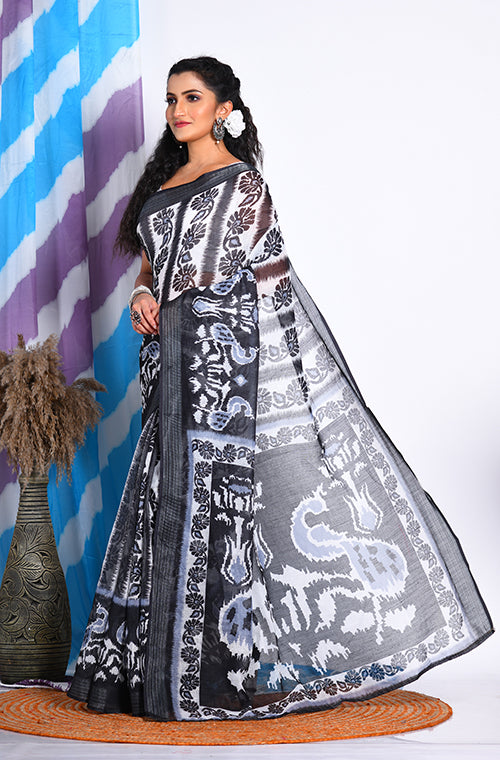 Morchari Semi Digital Print Saree - Multicolour