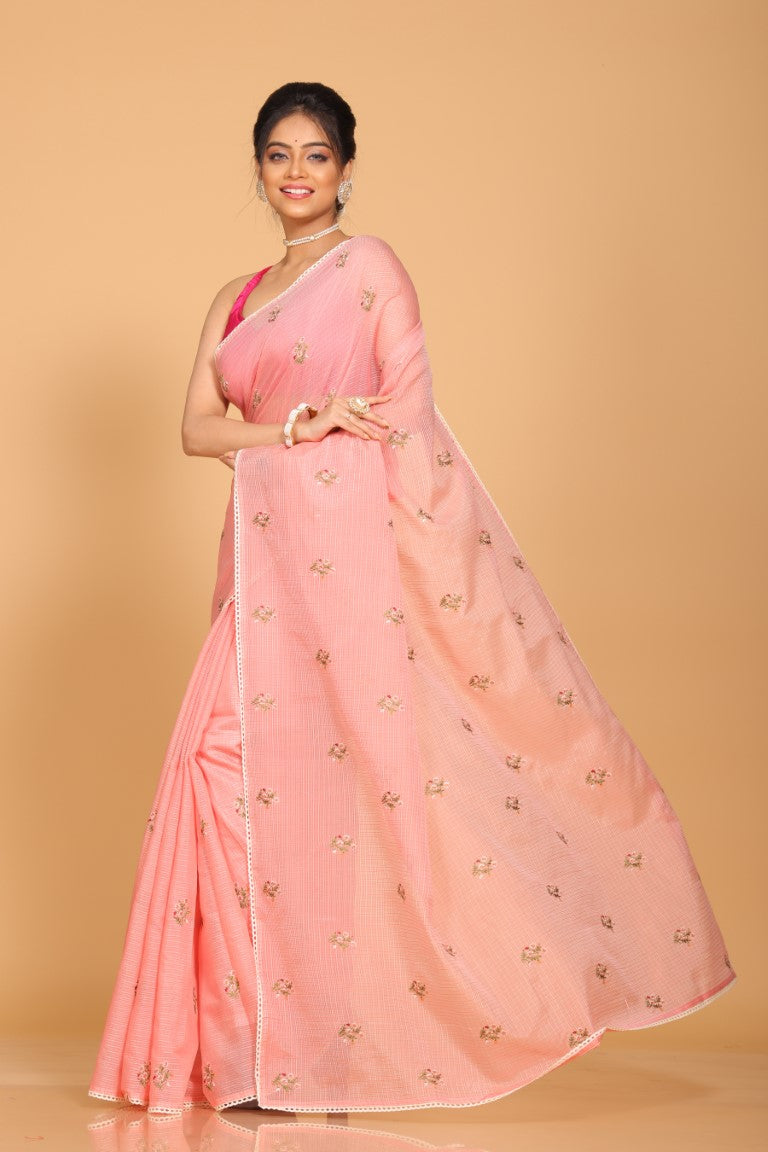 Morchari Kota Embroidery Saree - Peach