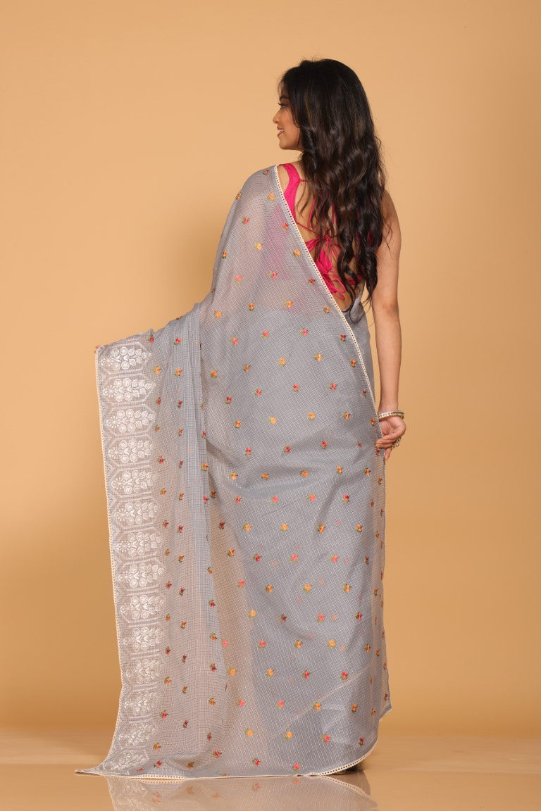 Morchari Kota Embroidery Saree - Grey