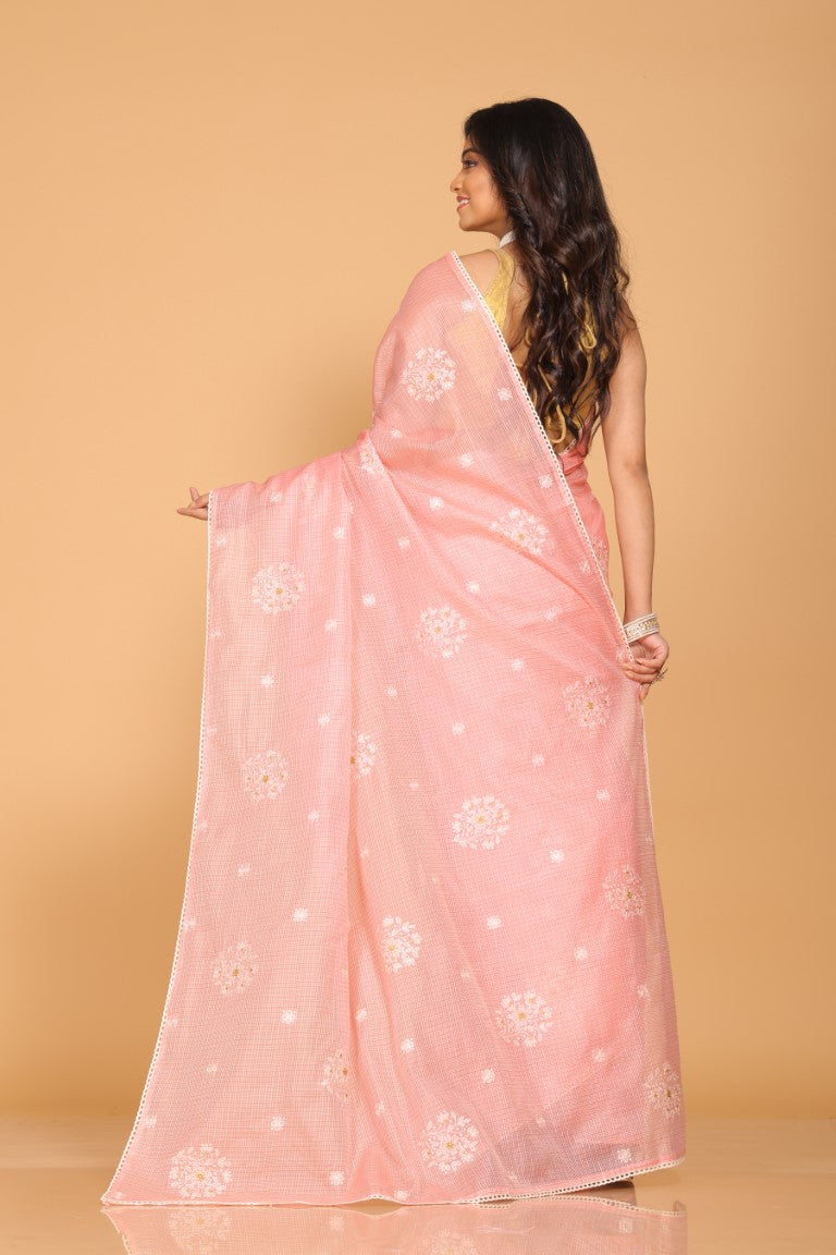 Morchari Kota Embroidery Saree - Pink