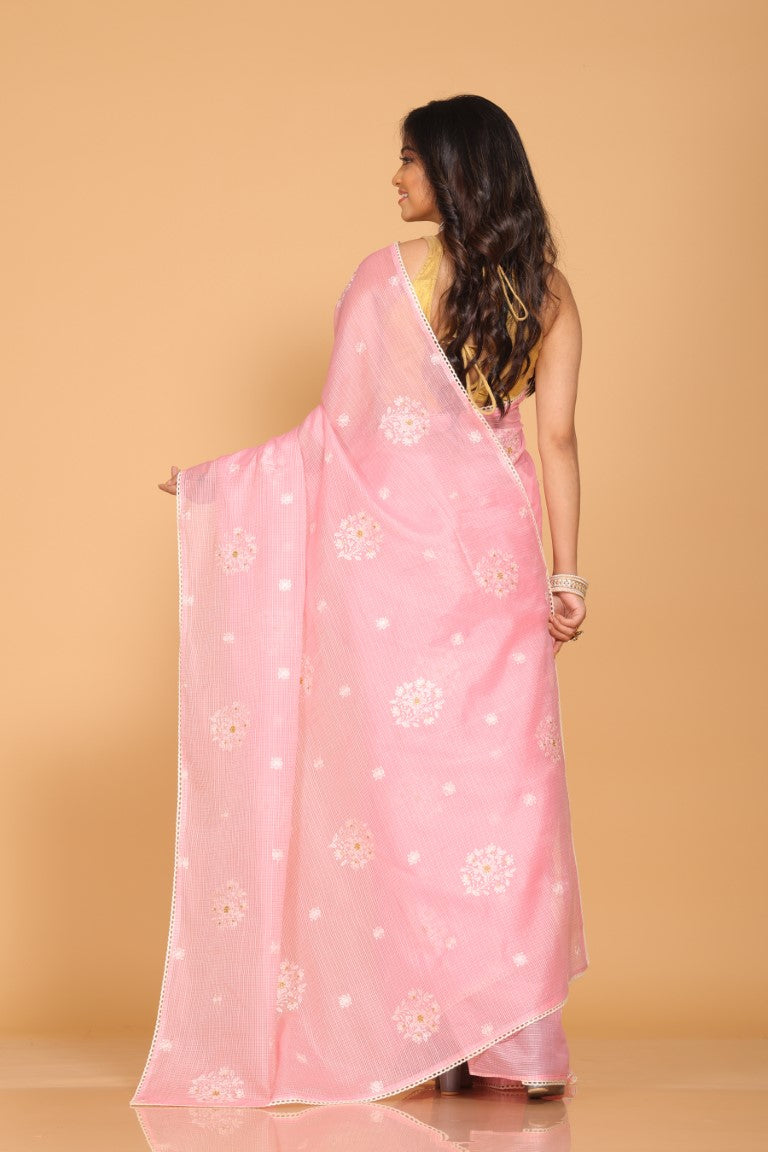 Morchari Kota Embroidery Saree - Pink