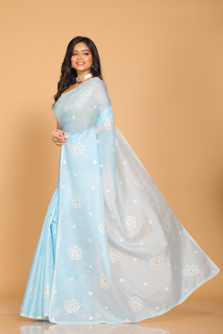 Morchari Kota Embroidery Saree - Blue