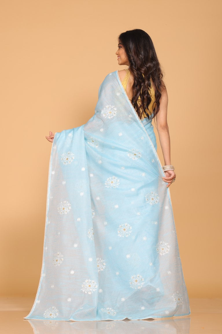 Morchari Kota Embroidery Saree - Blue