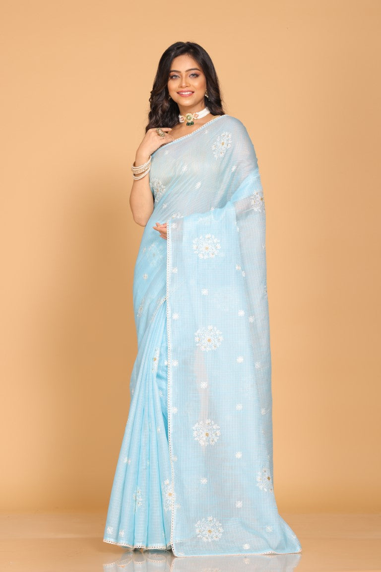 Morchari Kota Embroidery Saree - Blue