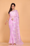 Morchari Cotton Supernet Embroiedery Saree - Purple