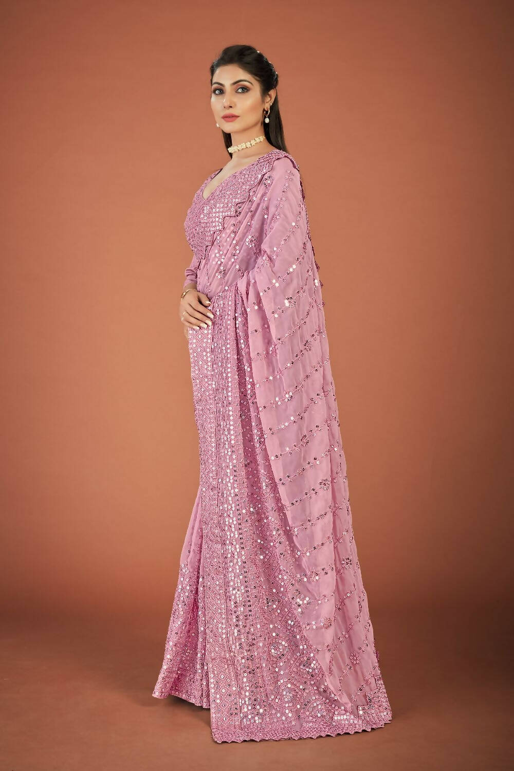 Vamsee Onoin Georgette Designer Saree