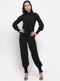 Jompers Women Black Solid Basic Jumpsuit