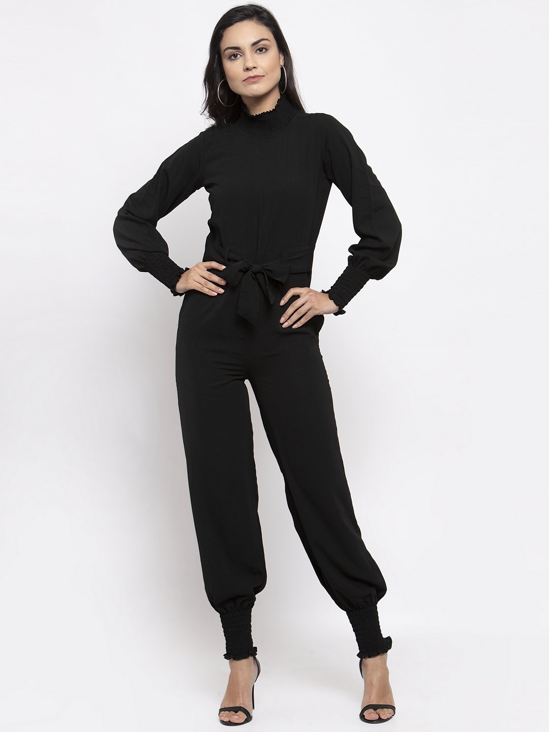 Jompers Women Black Solid Basic Jumpsuit