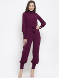 Jompers Women Purple Solid Basic Jumpsuit