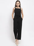 Jompers Women Black Solid Embellished Jumpsuit