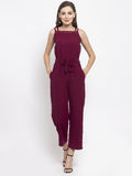 Jompers Women Purple Solid Embellished Jumpsuit