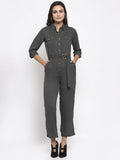Jompers Women Grey Solid Jumpsuit