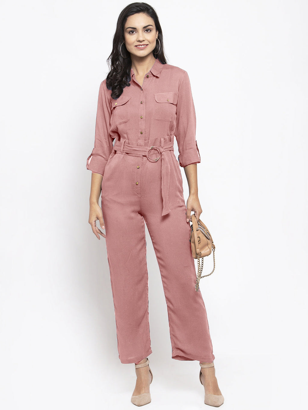 Jompers Women Purple Solid Jumpsuit