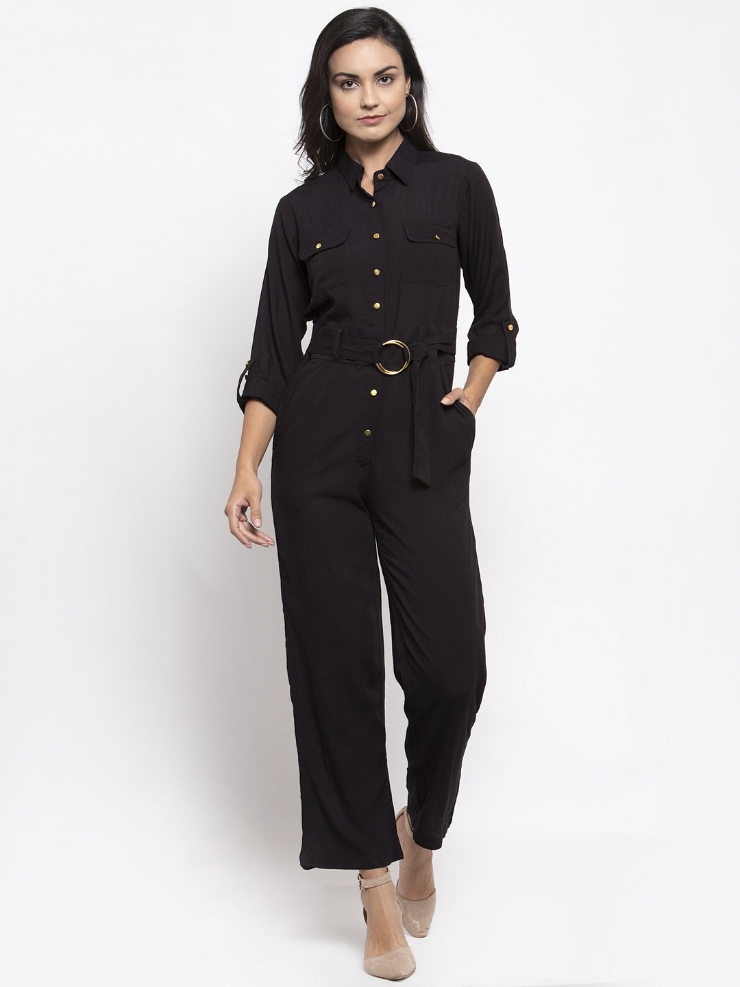 Jompers Women Black Solid Jumpsuit