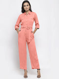 Jompers Women Peach Solid Jumpsuit