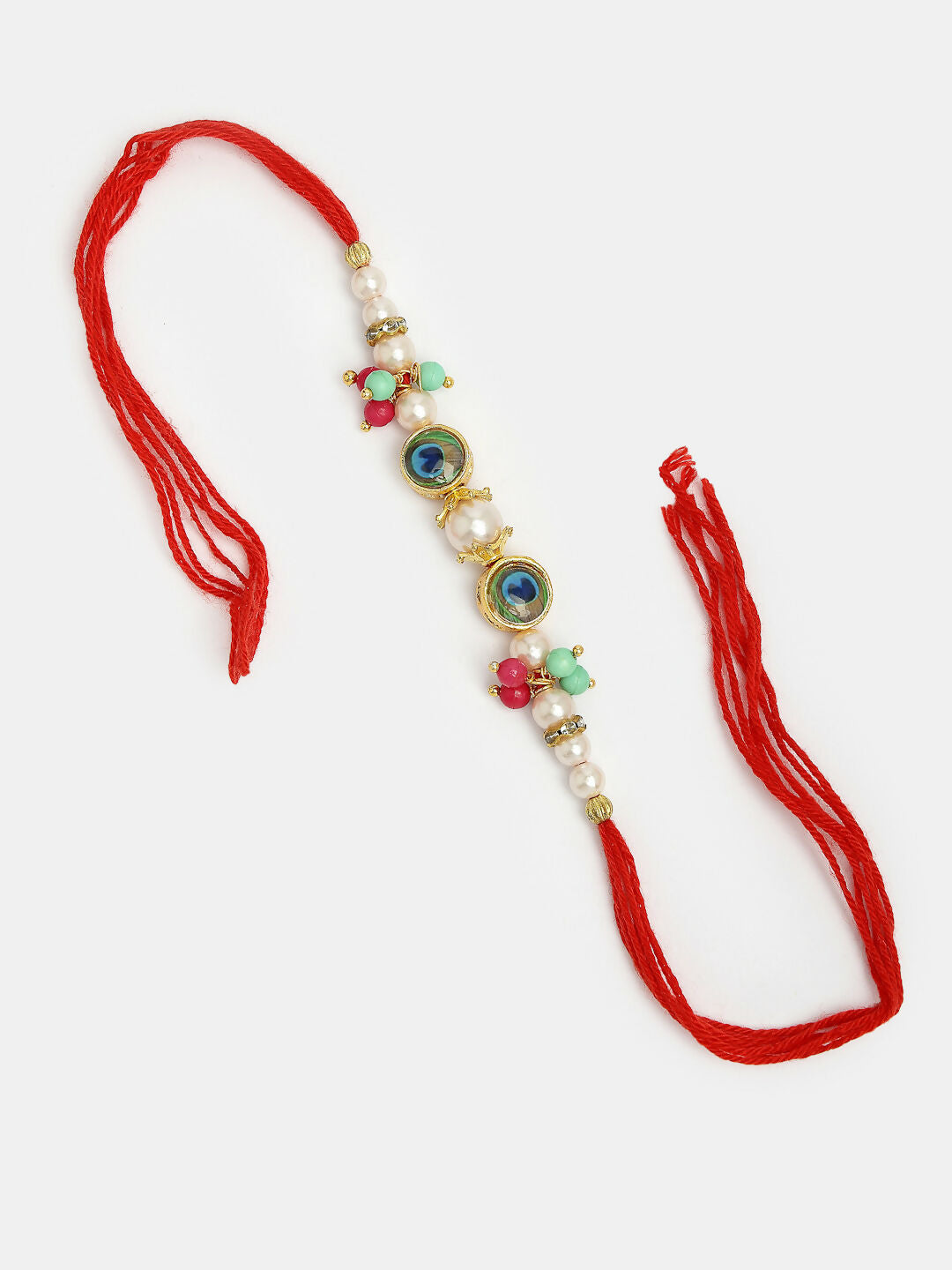 NVR Women & Men Set of 2 Multicolor Artificial Beads Bhaiya Bhabhi Rakhi With Roli Chawal & Chocolate