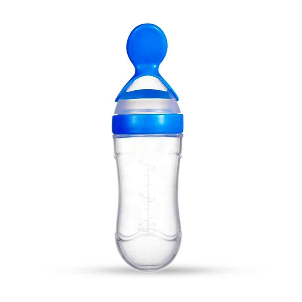 Goodmunchkins Silicone Spoon Food Feeder Silicone Bottle for Babies-Blue