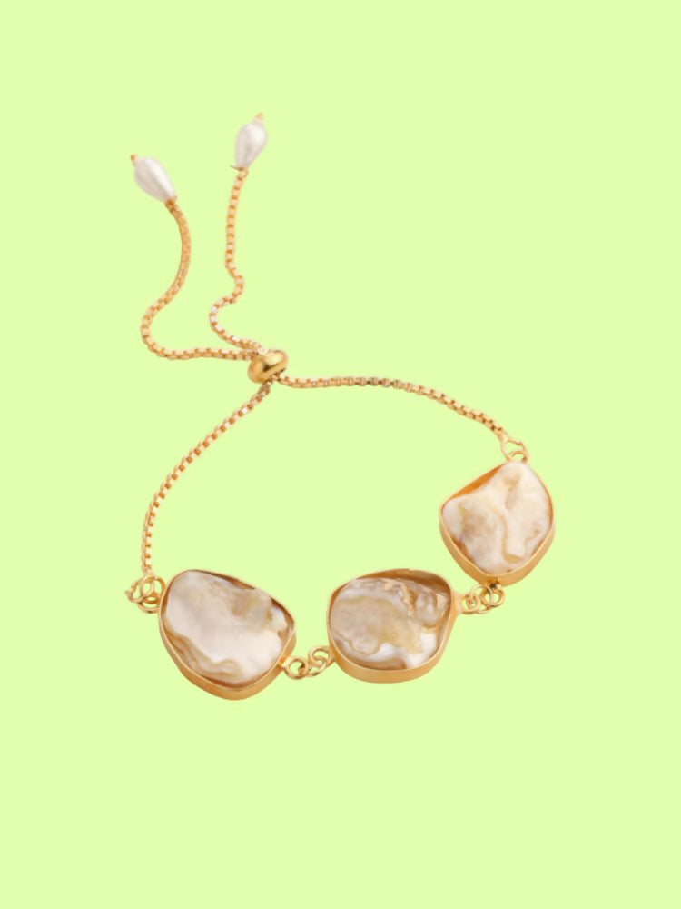 NVR Women's Pearls Gold Toned Bracelet