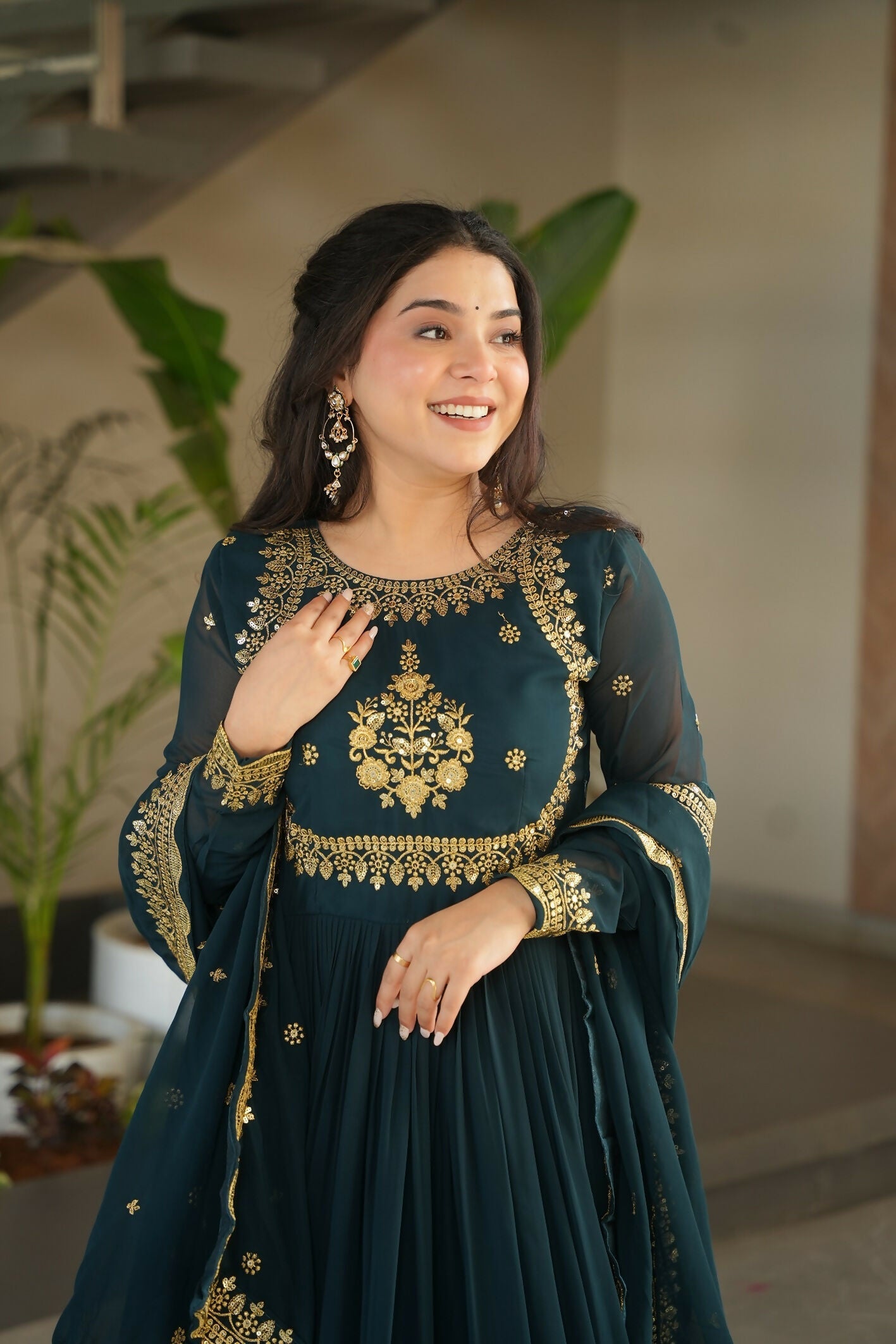 Joban Fashion Rama Georgette Sequence Embroidery Work Kurta Set