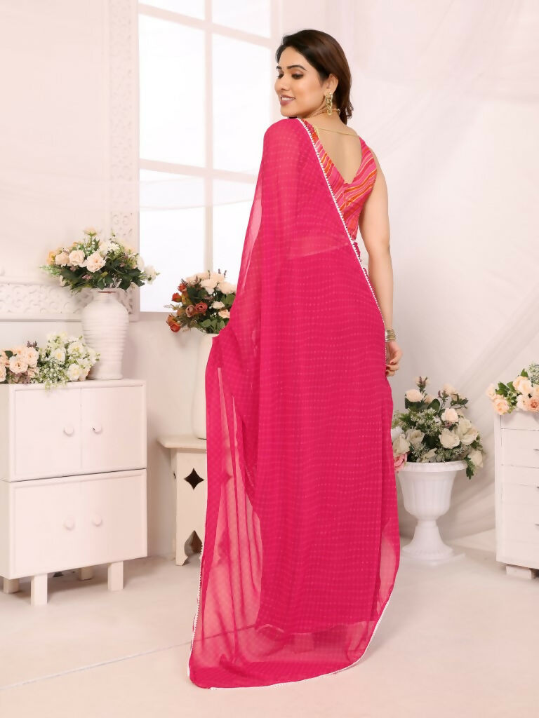 Designer Partywear Pink Georgette Fancy Saree - Satrangi