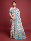 Vedant Vastram Dhakai Jamdani Cotton Saree - Green