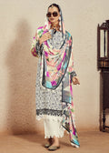 Muslin Cotton Digital Print & Embroidered Off White Salwar Suit - Emponline