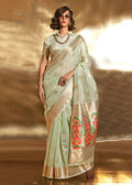 Green Handwoven Tissue Fabric Festive & Party Style Saree - Emponline