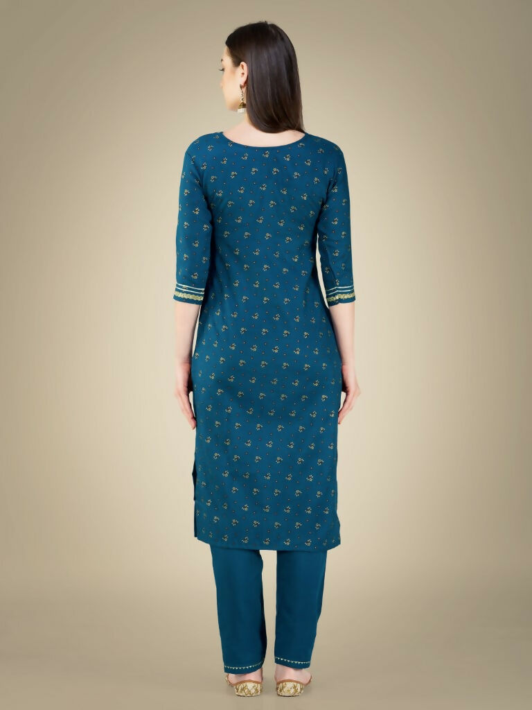 Jyoti Fashion Women's Morpich Cotton Magic Slub Embroidery & Sequence work Kurta with Trouser & Dupatta