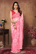 Partywear Designer Pink Georgette Fancy Saree - Satrangi