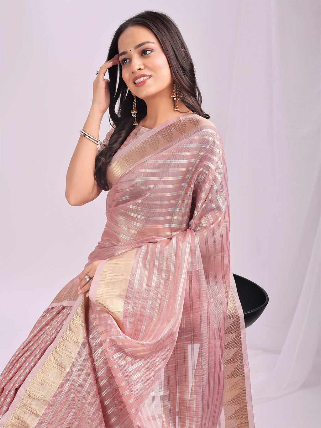Shree Shyam Fashion Organza Pink Saree