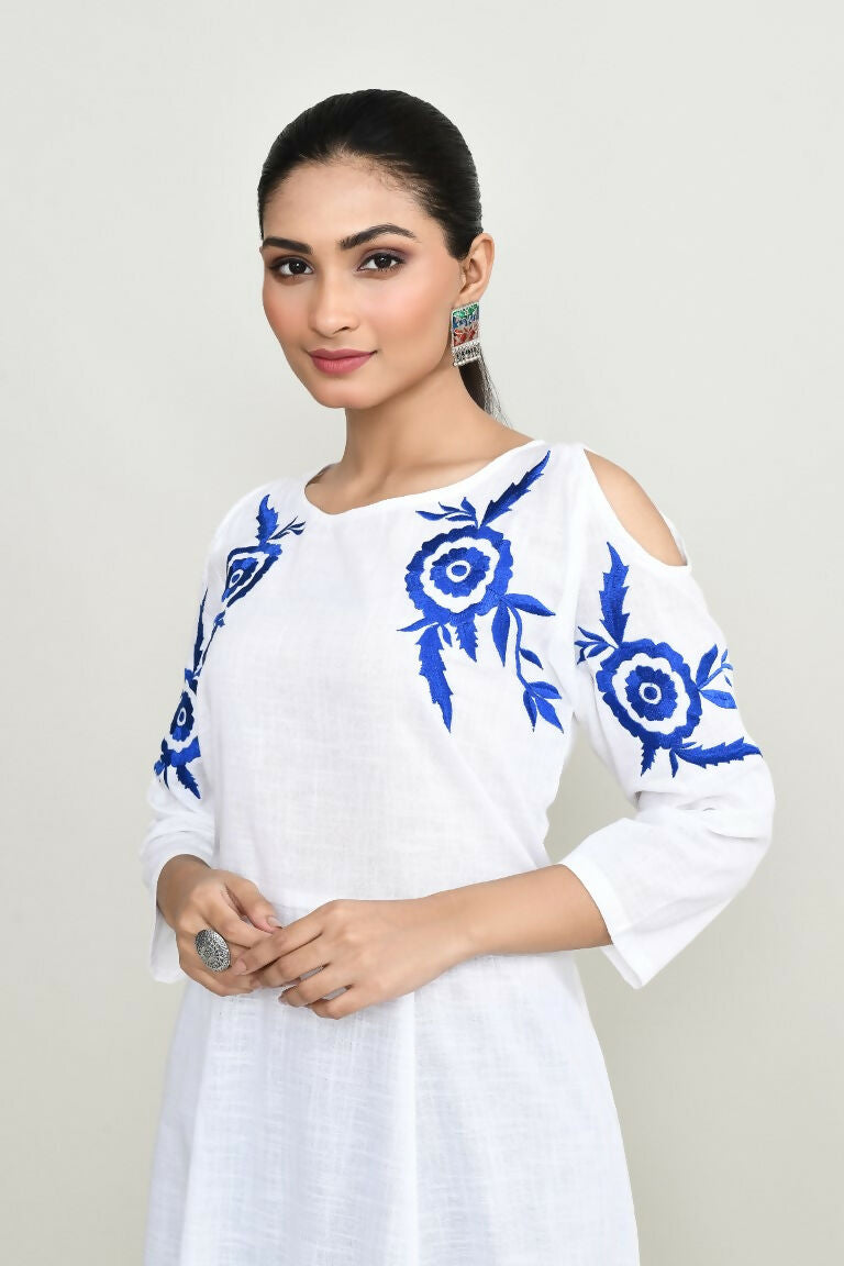 Joban Fashion White Rayon Kurta Set
