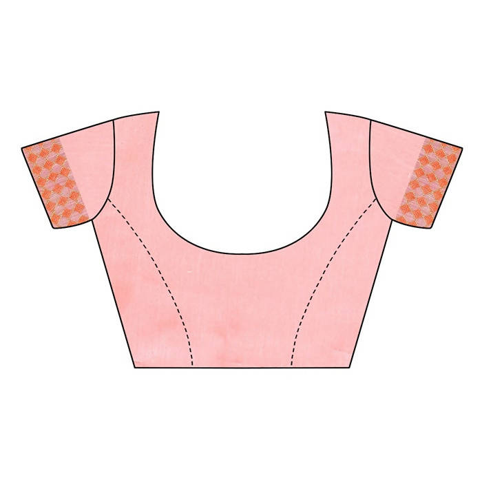 Vamika Embroidery Peach Chanderi Saree (MINI CHECKS PEACH)