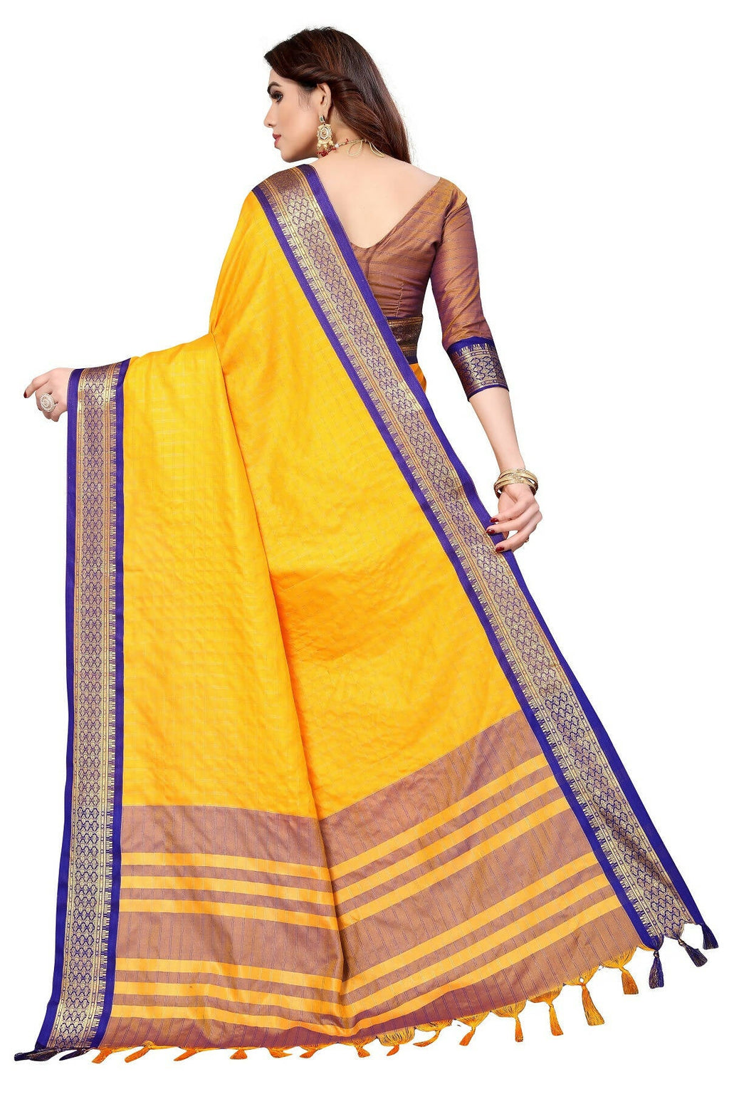 Vamika Weaving Yellow Cotton Silk Saree (BHAVINI YELLOW)