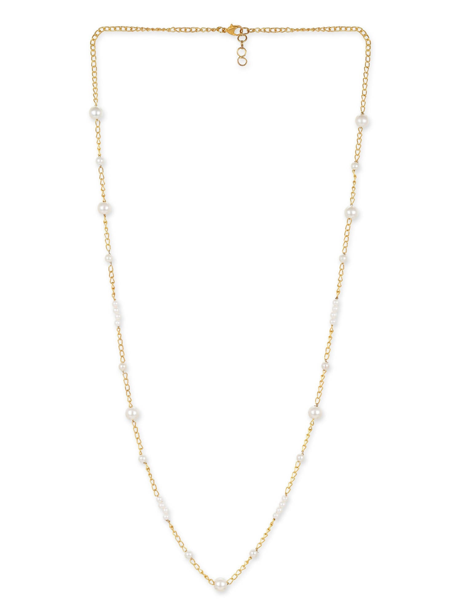 Gold-Toned White Brass Gold-Polished Necklace - Ruby Raang