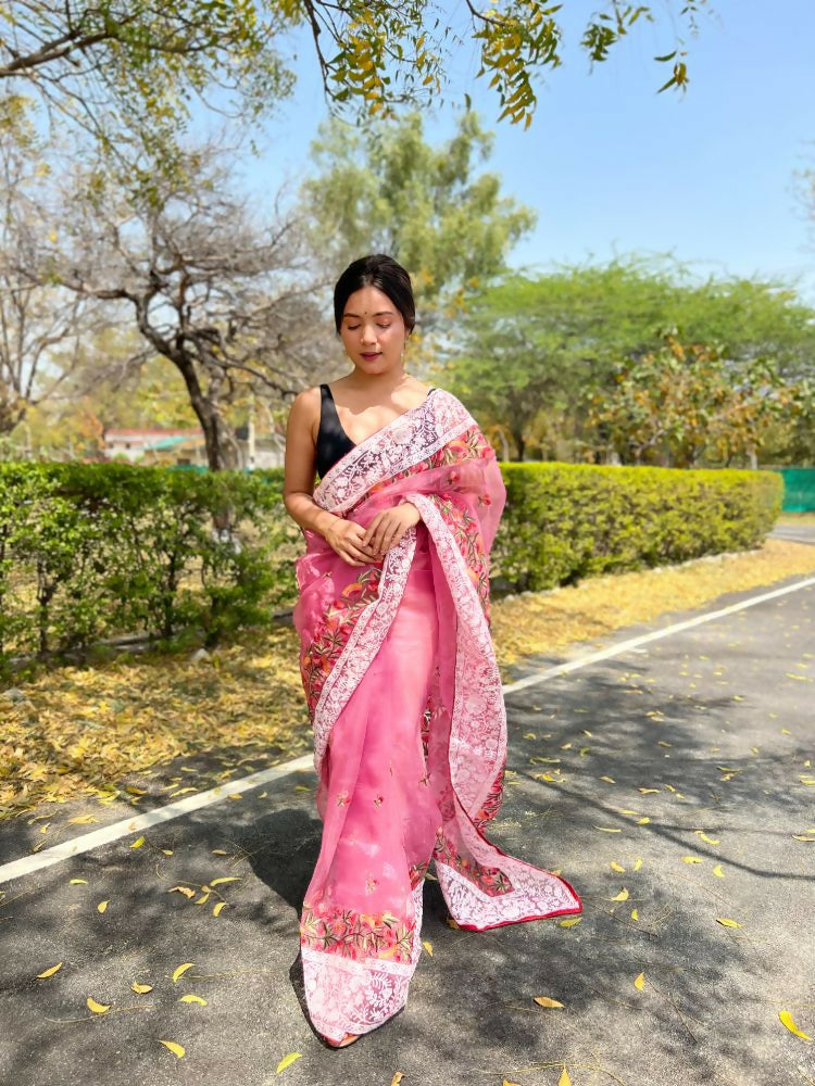 Vamsee Riddhi-Siddhi -1 Pink Organza Saree