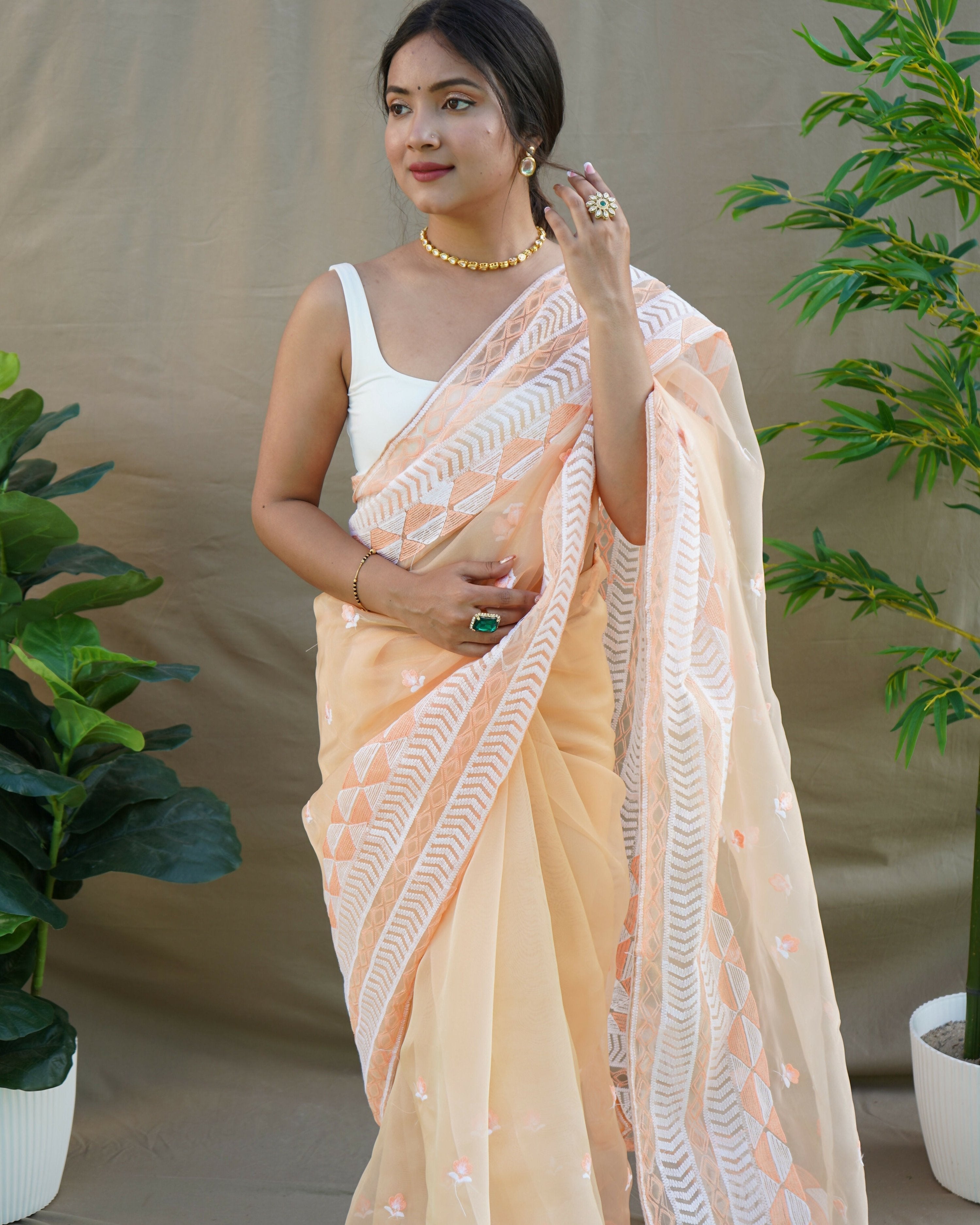Vamsee Kamal Chiku Organza Saree