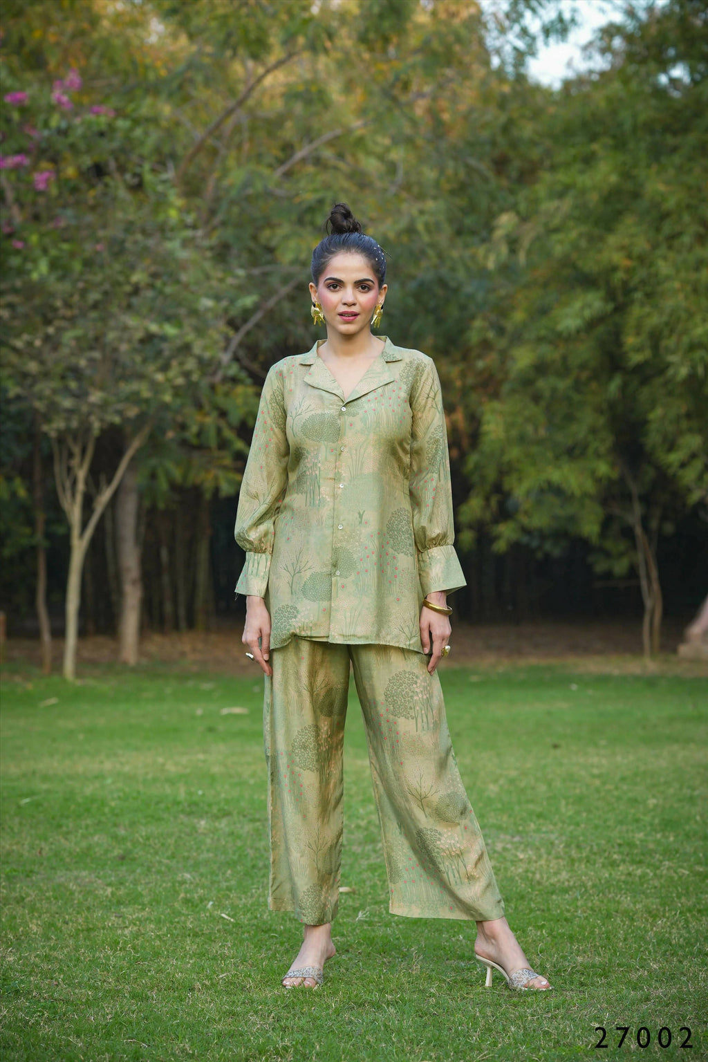 Women's Casual Fashionable Mahendi Mull Cotton co-ord set - Anya