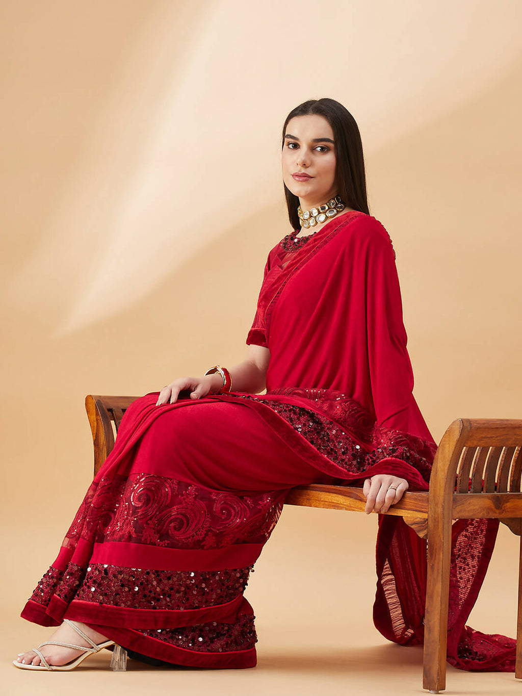 Mauve Lycra Resham And Sequins Embroidery Saree - Norita Hit Design