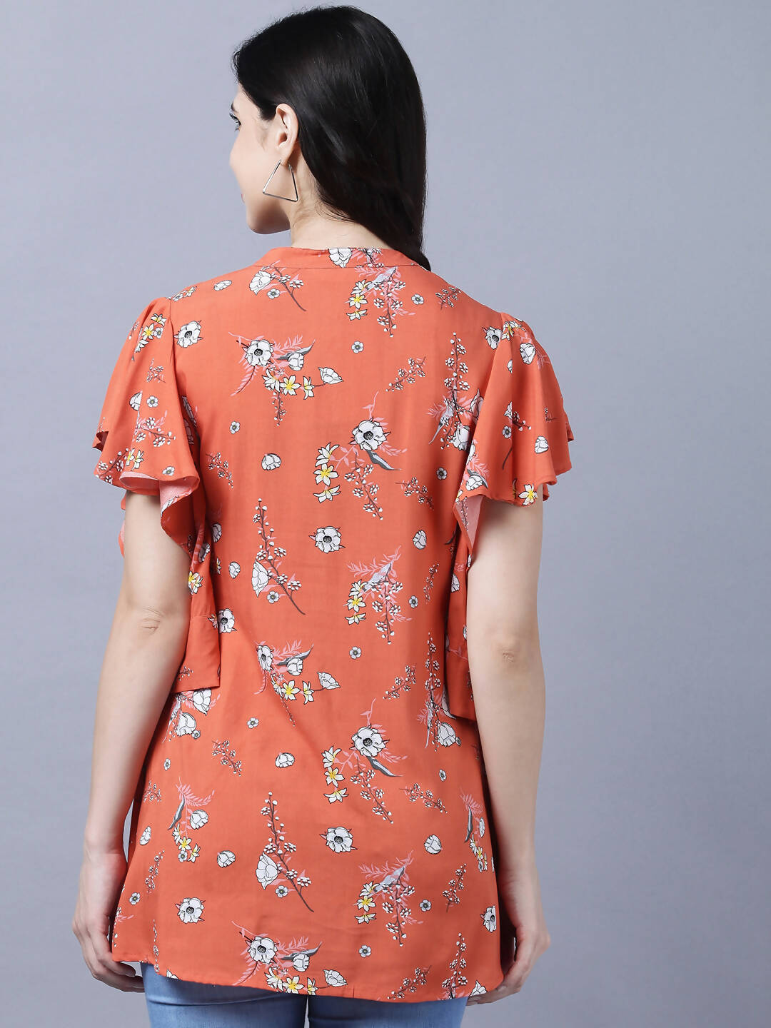 Myshka Stylish Orange Viscose Short Sleeve Women's Top