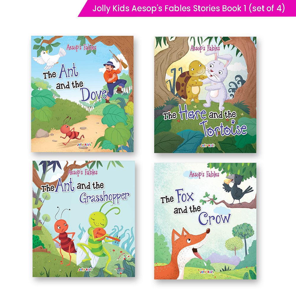 Jolly Kids Aesop’s Fables English Short Stories Book 1 Set of 4 for Little Children| Ages 3 – 6 Years| Moral Stories