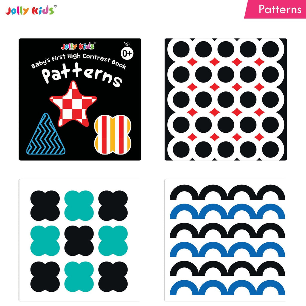 Jolly Kids Baby's First High Contrast Board Books (Set of 4)| Black and White Board Books For Kids Ages 0 - 3 Years