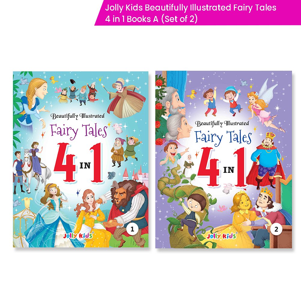 Jolly Kids Beautifully Illustrated Fairy Tales 4 in 1 Books A Set of 2| Ultimate Collection of Bedtime Megical Stories For Children Ages 3-8 Years