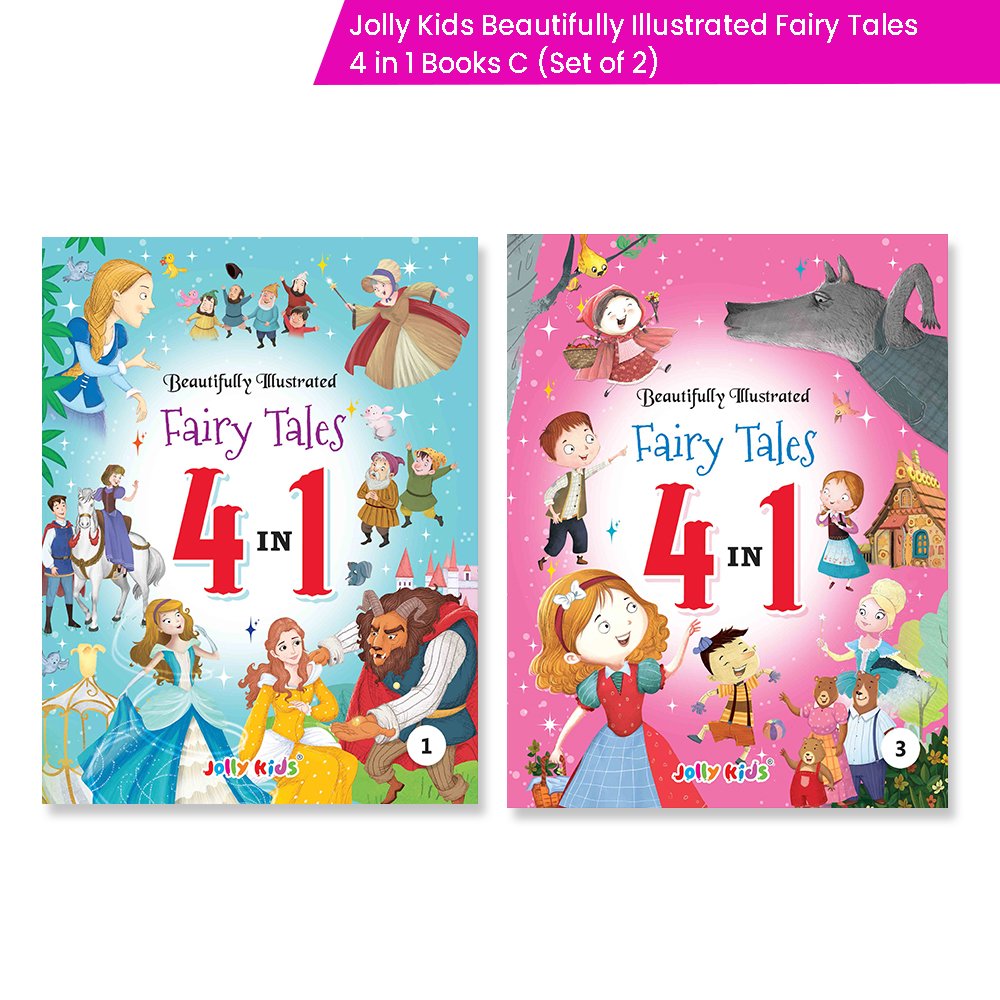 Jolly Kids Beautifully Illustrated Fairy Tales 4 in 1 Books C Set of 2| Ultimate Collection of Bedtime Megical Stories For Children Ages 3-8 Years