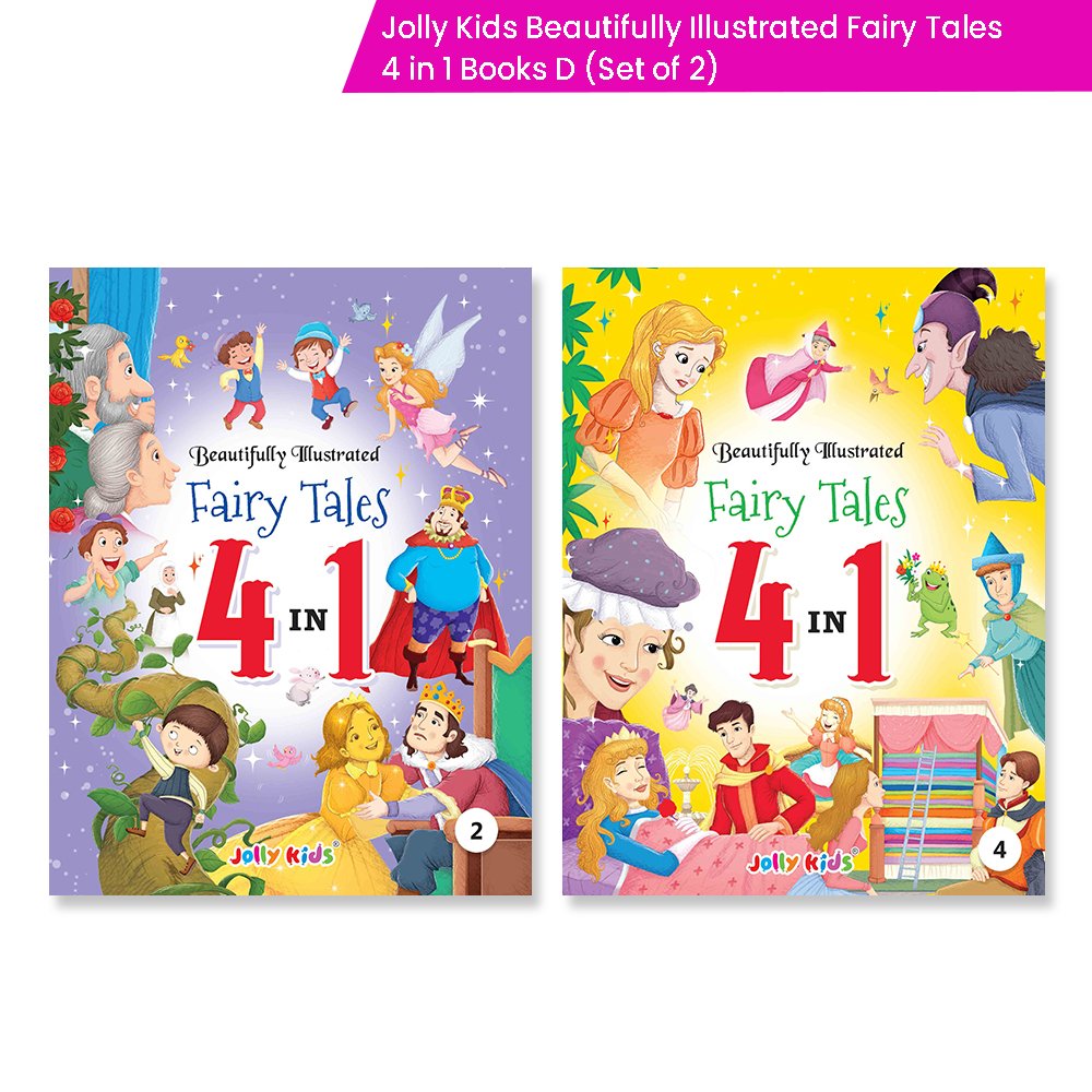 Jolly Kids Beautifully Illustrated Fairy Tales 4 in 1 Books D Set of 2| Ultimate Collection of Bedtime Megical Stories For Children Ages 3-8 Years